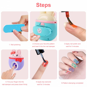 ست آرایشی و استمپر ناخن کودک طرح خرگوش آبی Fashion Manicure Machine_اسباب بازی